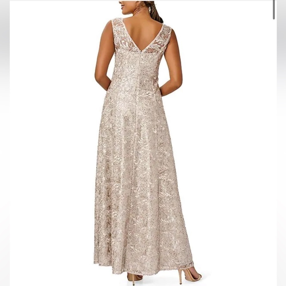 Adrianna Papell | Sequin Lace Gown In Grey Marble Size 8 NEW - Picture 2 of 9